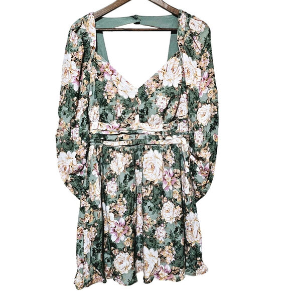 Forever 21 Floral Mini Dress Pintucked Waist  Cutout Back Sz S NWT Y2K Coquette - Picture 4 of 8